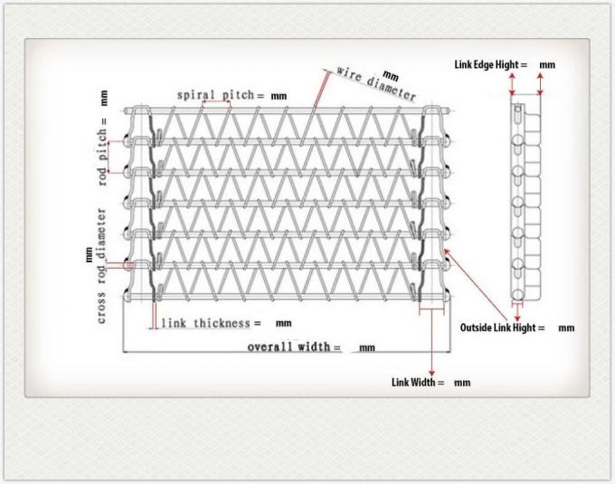 alambre de metal de 400m m 500m m Mesh Conveyor Flat Flex Belt con la cadena 1